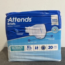 Attends Advanced Incontinence Briefs Severe Size XL- X-Large 58"-63" pack of 20