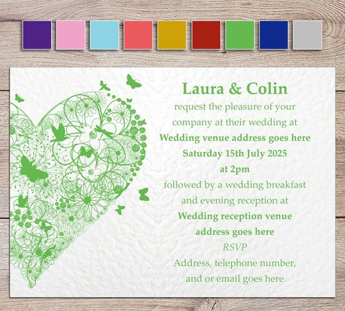 75 Personalised Wedding Invitations / Evening Invites inc Envelopes - Handmade - Picture 9 of 10