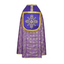 NEW Metallic Violet Cope & Stole Set with IHS embroidery,capa pluvial,far fronte