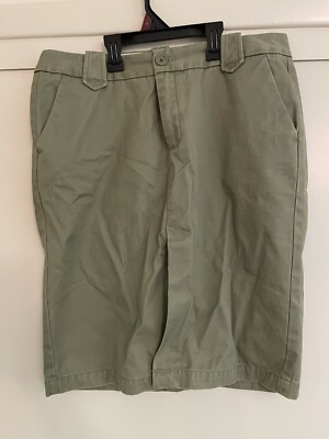New Gap Chino Skirt 12 NOS Front Slit Olive Green Cotton Midi Below Knee