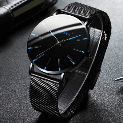 Men's Watch Gift For Him Business Men Gift Stainless Steel Mesh Quartz Watch