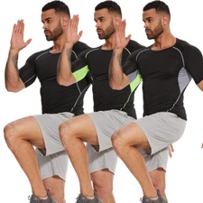 Men Compression Athletic Workout Shirt Base Layer Top Tight Quick Dry Sports Gym