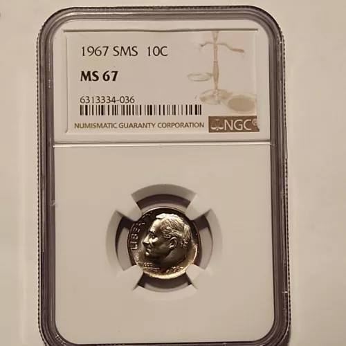 1967 SMS Roosevelt Dime certified MS 67 by NGC!
