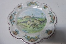 VINTAGE PM HARD PLASTIC WALL PLATE BAKELITE RABBITS RURAL DECORATION