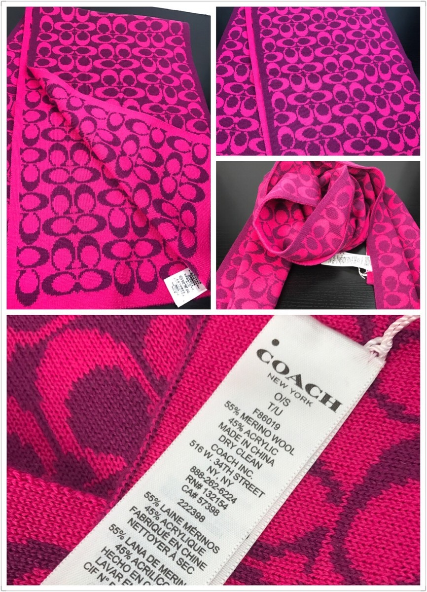 NWT COACH F86019 Hot Pink Reversible Signature Logo Wool  display picture 2