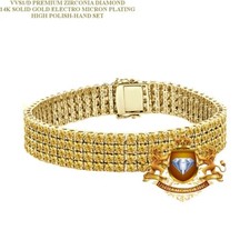 35 Grams 8.25 Ctw. VVS1/D Canary Zirconia 14mm/4 Row Tennis Link Chain Bracelet