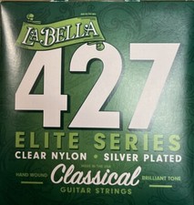 La Bella 427 Elite Classical Guitar Strings Clear Nylon Silver Plated Bronze