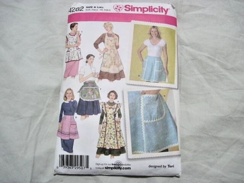 Simplicity 4282 Retro Full & Half Style Aprons Sewing Pattern Size S M L **CUT