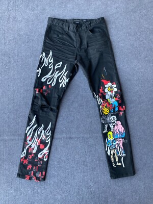 Decibel Jeans Men's 32x32 Black Zombie Graphic Print Ripped Flat