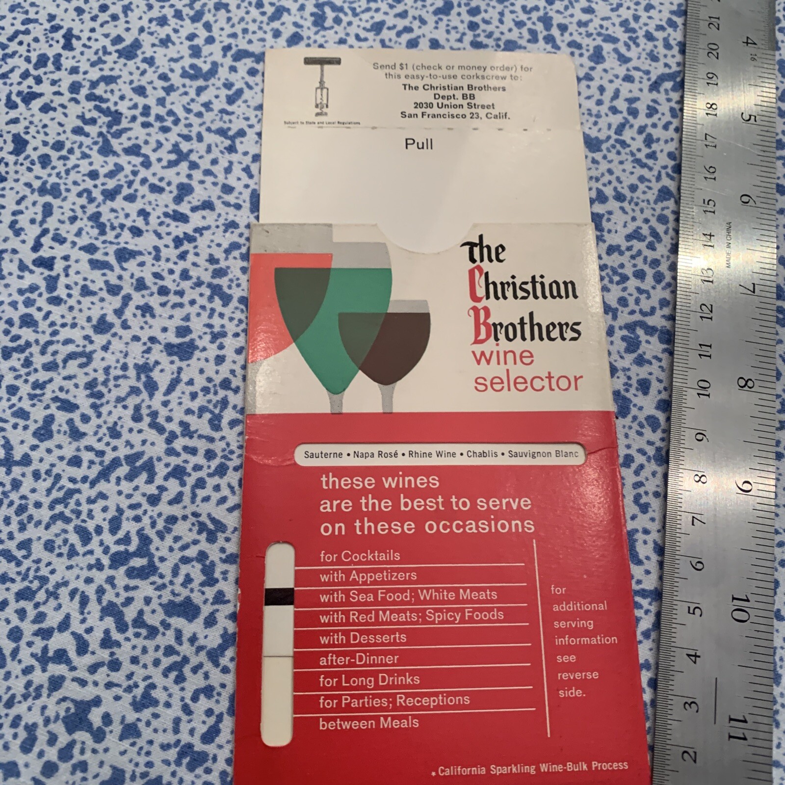 Vintage The Christian Brothers Wine Selector for Special Occasions 1963