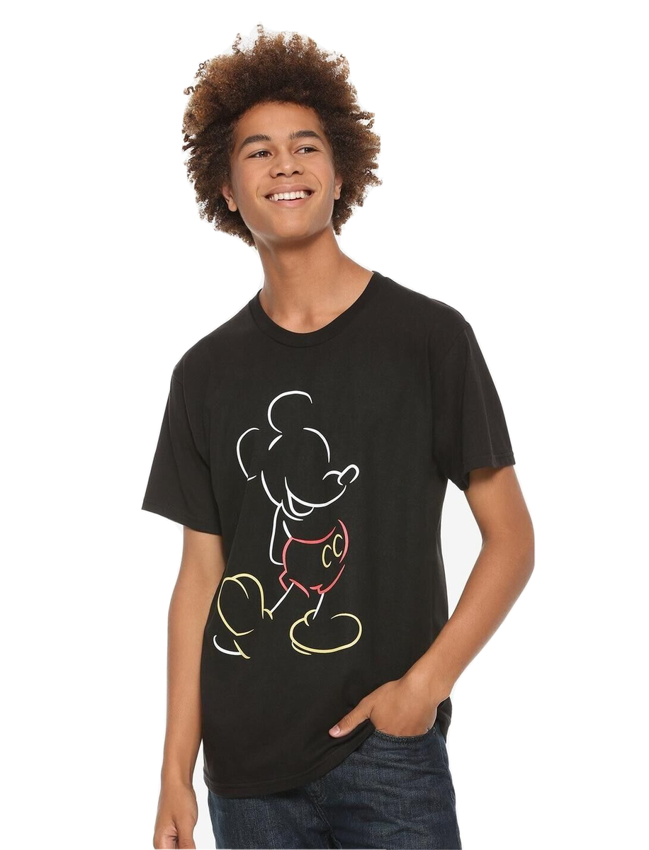 Disney Mens Mickey Mouse Outline Black T-Shirt New XS | eBay