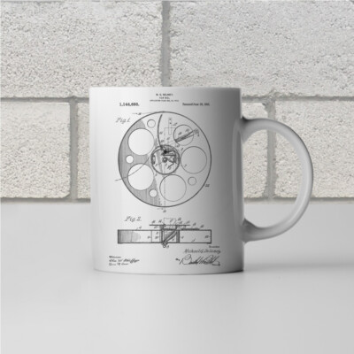 Movie Film Reel Patent Mug Hollywood Cup Filmmaker Gift Actor Gift Coffee Mug