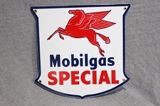 MOBILGAS SPECIAL SHIELD PORCELAIN SIGN