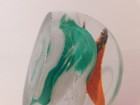 Signed "WOODS" Old Frit Butterfly Over Green/White Lobed Cushion Paperweight — photo 7