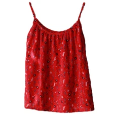 Women Floral Print Tank Top Camisole Vest Cotton Loose Plain Spaghetti Strap