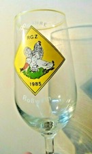 Altes Bierglas Reklame Werbung 100 Jahre Rassegefl&uuml;gel Ro&szlig;wein 1985 DDR