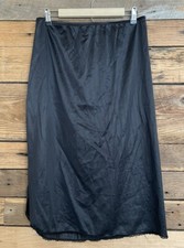 Womens Vassarette Knee Length Slip Sz M Black Side Slit Made In USA