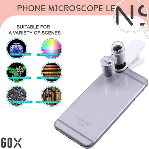 60x Clip On Led Magnifier Universal Camera Lens For iPhone Android Smart Phone - Zdjęcie 6 z 7