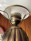 Vintage Swag Hanging Lamp Milk Glass Globe Lighting Light Hurricane Style Brass — photo 10