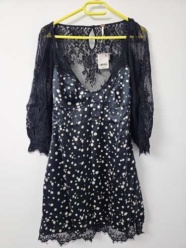 Free People About That Mini Dress Womens Size Small Black Lace Detail - Picture 6 of 7