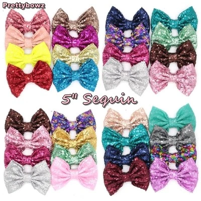 5" Big Messy Glitter Sequin Novelty Bow Hair Alligator Clip Clips