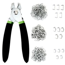 Galvanized Hog Rings Assortment Kit with Hog Ring Pliers for Upholstery Fencing