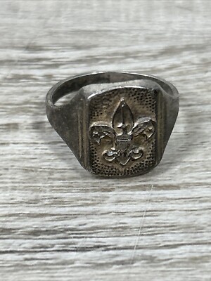VTG Sterling Silver VARGAS Boy Scouts Eagle Men's Signet Ring Size 
