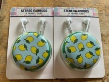 NEW STEREO EARBUDS TRAVEL CASE AVAILABLE IN PINK GREEN BUYER GET 2 PER ORDER