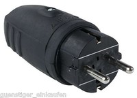 As Schwabe Gummistecker IP44 Schwarz 230V/ 16A 2,5Mm² Schukostecker Spritzwasser