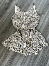 She  Sky Leopard Design Romper Tie waist Short