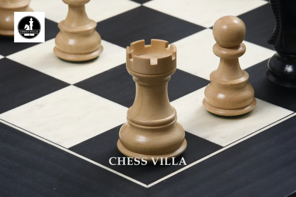 3.9" Russian Zagreb Chess Pieces Only set – Weighted Ebonised Boxwood & Boxwood - Image 4 of 4