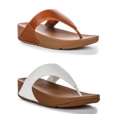 Image of Fitflop Lulu Leather Minimalist Toe Post Thong Womens Sandal Tan UK 3 - 8