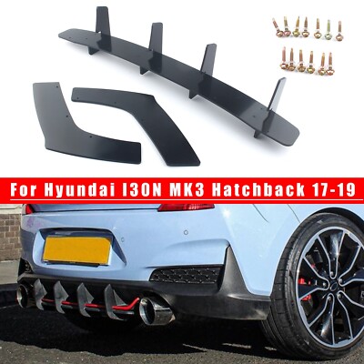 Schwarze Heckdiffusor-Lippenverkleidung für Hyundai I30N MK3 Schrägheck 2017 19