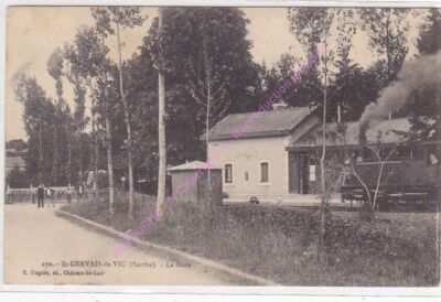 CPA 72120 Saint Gervais De Vic La Gare Train Animation Edt Huguet