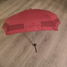Coach New York Signature Burgundy Travel Umbrella Compact HTF Chic 7" No Sleeve