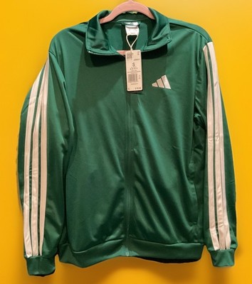 NWT SMALL ADIDAS MEN S 3 STRIPE TRACK SOCCER WARM UP JACKET COLLEGIATE GREEN