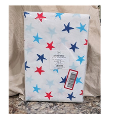 Sun Squad Easy Care Wipe Clean Stars Rectangle Tablecloth 84 x 60 White/Red/Blue