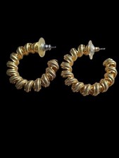 Goldtone Swirl Pierced Hoops Quality