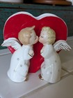 1950s Vintage Valentines KISSING ANGELS Red Heart Sweetheart Planter Vase JAPAN — photo 6