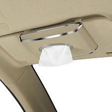 Beige Leather Car Tissue Box Holder Visor Clip Armrest Back Seat Organizer
