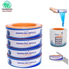 Diaper Genie Refills - 4-Pack with 1300 Heavy Duty Bags Odor Control