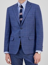 Tommy Hilfiger Men's Blue Rust Plaid Wool Jacket Pants 2-Piece Suit 46R 40W 30L