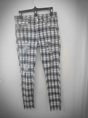 Banned Alternative Black & White Plaid Distressed Pants Size Small K