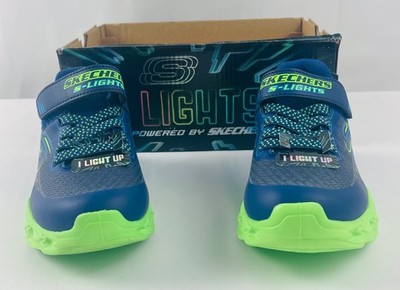 Boys SKECHERS Quantroid Lights sneaker light up blue neons 12 13 2 3 shoe $50