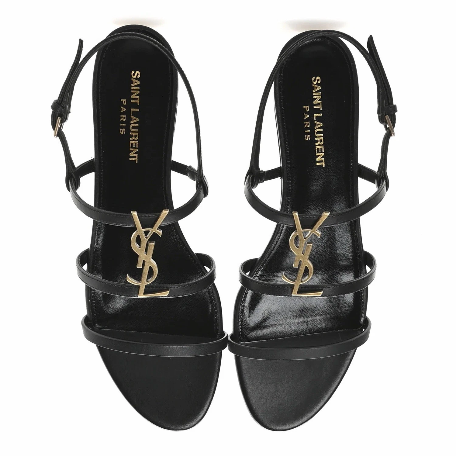 Saint Laurent — Saint Laurent YSL Cassandra Logo Slingback Tribute Babylone Strap Sandal Flat 38