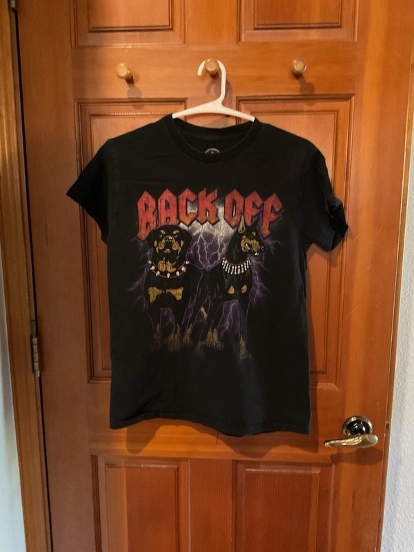 DOM Back Off T Shirt Mens S Dogs Lightning Graphic Tee Casual Streetwear AC/DC