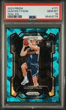 HUNTER TYSON 2023-24 Panini Prizm Rookie TEAL ICE /225 PSA 10 GEM