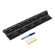 1Set 12" x 6.6ft PET Carbon Fiber Vinyl Wrap with Scraper, Bright Black