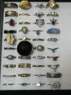 Vintage To Now Fashion  Costume Jewelry Rings Lot Of 40 Silver Tone & Gold Tone