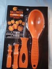 Happy Halloween 4 Piece Pumpkin Carving Kit Plus 8 Stencils Family Fun New 8